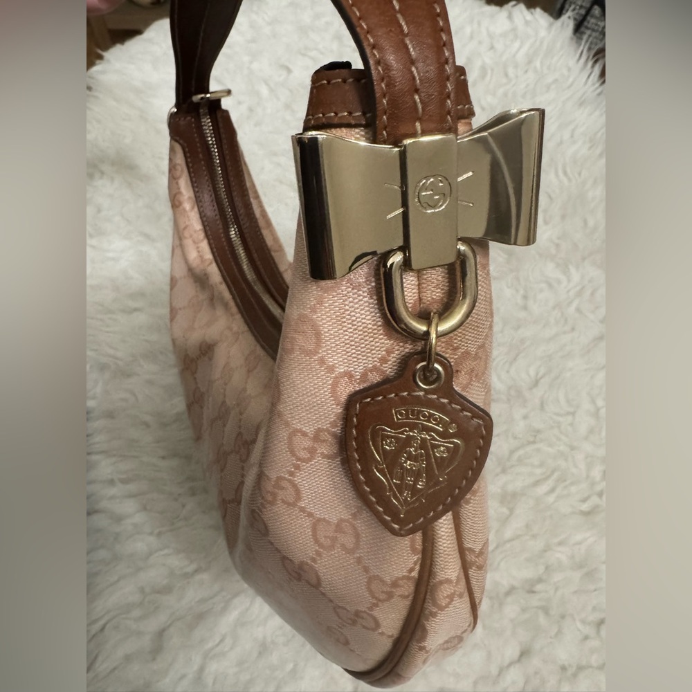 GUCCI PINK GG CRYSTAL CANVAS HOBO BAG - Picture 16 of 17